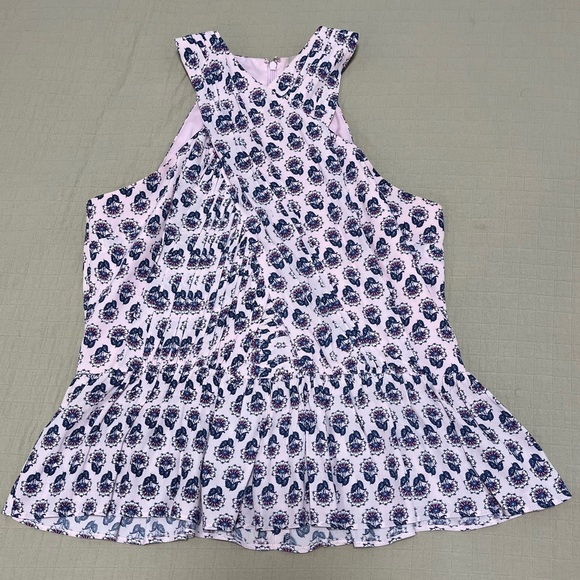 LOFT Tops - LOFT Light Pink Top with Blue and Purple Design